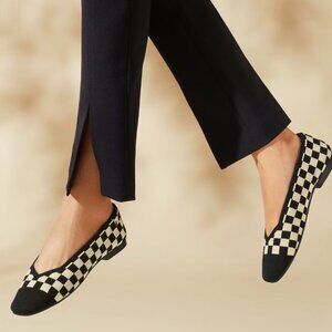 Vivaia Square-Toe V-Cut Flats Black & Cream - Like New - Size 40 - 9-9.5